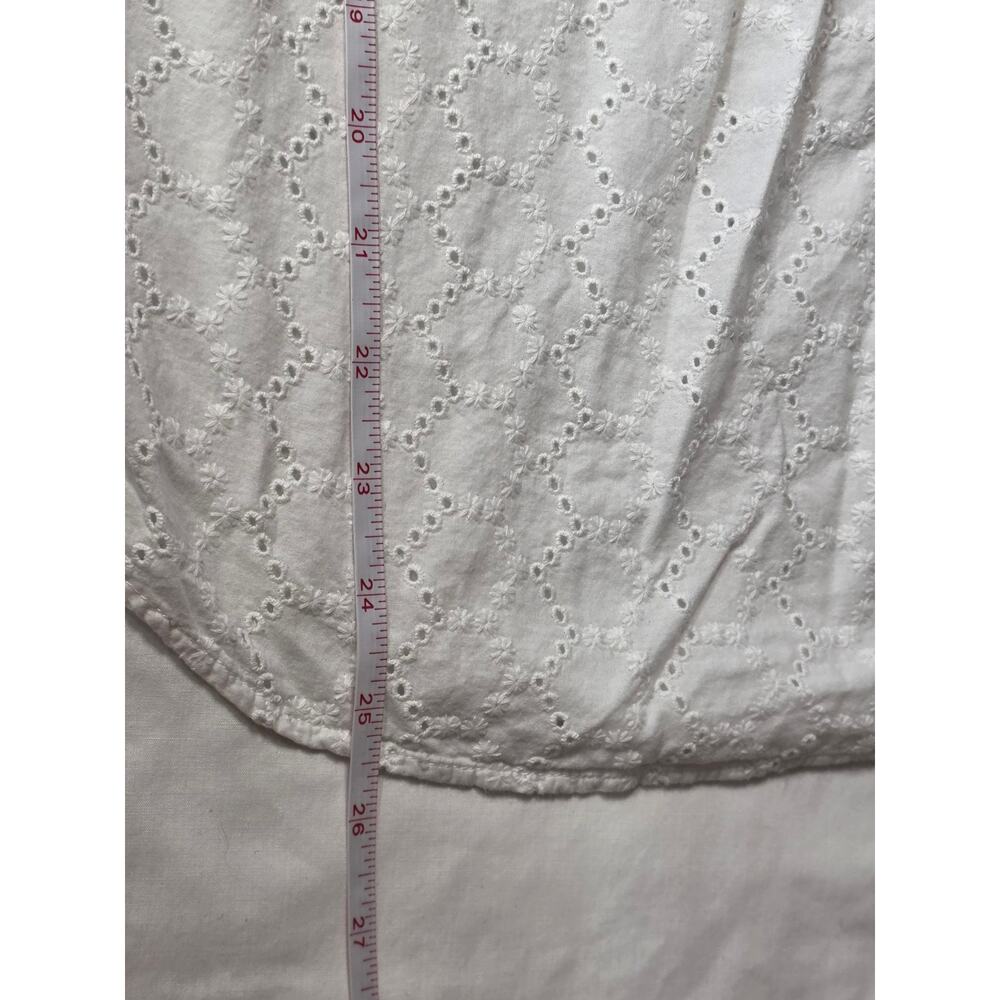 L.L.Bean Eyelet Blouse Women's Small White 100% Cotton Long Sleeve Peasant - Picture 8 of 8